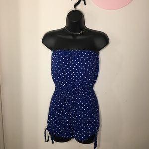 Delias Blue and White Romper with Pockets